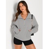 image:imageAUTOMET Womens Sweatshirts Half Zip Fleece Pullover Fall OutfitsLight Grey