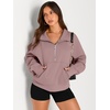 image:imageAUTOMET Womens Sweatshirts Half Zip Fleece Pullover Fall OutfitsNutmeg