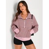 image:imageAUTOMET Womens Sweatshirts Half Zip Fleece Pullover Fall OutfitsPink Combo