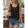 image:imageAUTOMET Womens Tank Tops 2026 Button Summer Sleeveless Henley TeeBlack
