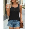 image:imageAUTOMET Womens Tank Tops 2026 Button Summer Sleeveless Henley TeeBlack