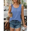 image:imageAUTOMET Womens Tank Tops 2026 Button Summer Sleeveless Henley TeeBlue