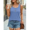 image:imageAUTOMET Womens Tank Tops 2026 Button Summer Sleeveless Henley TeeBlue