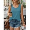 image:imageAUTOMET Womens Tank Tops 2026 Button Summer Sleeveless Henley TeeBlue Green
