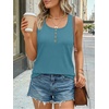 image:imageAUTOMET Womens Tank Tops 2026 Button Summer Sleeveless Henley TeeBlue Green