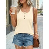 image:imageAUTOMET Womens Tank Tops 2026 Button Summer Sleeveless Henley TeeCream