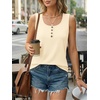 image:imageAUTOMET Womens Tank Tops 2026 Button Summer Sleeveless Henley TeeCream