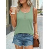 image:imageAUTOMET Womens Tank Tops 2026 Button Summer Sleeveless Henley TeeGreen