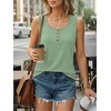 image:imageAUTOMET Womens Tank Tops 2026 Button Summer Sleeveless Henley TeeGreen