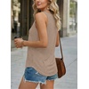 image:imageAUTOMET Womens Tank Tops 2026 Button Summer Sleeveless Henley TeeKhaki