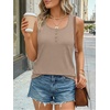 image:imageAUTOMET Womens Tank Tops 2026 Button Summer Sleeveless Henley TeeKhaki