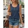 image:imageAUTOMET Womens Tank Tops 2026 Button Summer Sleeveless Henley TeeNavy