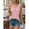 image:imageAUTOMET Womens Tank Tops 2026 Button Summer Sleeveless Henley TeePink