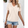 image:imageAUTOMET Womens Tops Short Sleeve V Neck T Shirts 2026 Summer Spring BlousesCream