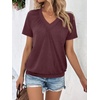 image:imageAUTOMET Womens Tops Short Sleeve V Neck T Shirts 2026 Summer Spring BlousesWine Red