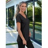 image:imageAUTOMET Womens V Neck Shirts Spring Short Sleeve Summer Tops with PocketsBlack