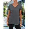 image:imageAUTOMET Womens V Neck Shirts Spring Short Sleeve Summer Tops with PocketsBlackgrey