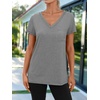 image:imageAUTOMET Womens V Neck Shirts Spring Short Sleeve Summer Tops with PocketsGrey