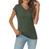 image:imageAUTOMET Womens V Neck T Shirts Cap Sleeve Cap Sleeve Basic TeesArmygreen