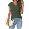 image:imageAUTOMET Womens V Neck T Shirts Cap Sleeve Cap Sleeve Basic TeesArmygreen