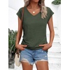 image:imageAUTOMET Womens V Neck T Shirts Cap Sleeve Cap Sleeve Basic TeesArmygreen