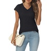 image:imageAUTOMET Womens V Neck T Shirts Cap Sleeve Cap Sleeve Basic TeesBlack