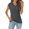 image:imageAUTOMET Womens V Neck T Shirts Cap Sleeve Cap Sleeve Basic TeesBlackgrey