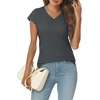 image:imageAUTOMET Womens V Neck T Shirts Cap Sleeve Cap Sleeve Basic TeesBlackgrey