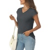 image:imageAUTOMET Womens V Neck T Shirts Cap Sleeve Cap Sleeve Basic TeesBlackgrey