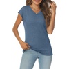 image:imageAUTOMET Womens V Neck T Shirts Cap Sleeve Cap Sleeve Basic TeesBlue