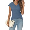 image:imageAUTOMET Womens V Neck T Shirts Cap Sleeve Cap Sleeve Basic TeesBlue