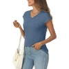 image:imageAUTOMET Womens V Neck T Shirts Cap Sleeve Cap Sleeve Basic TeesBlue