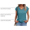 image:imageAUTOMET Womens V Neck T Shirts Cap Sleeve Cap Sleeve Basic TeesBluegreen