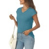 image:imageAUTOMET Womens V Neck T Shirts Cap Sleeve Cap Sleeve Basic TeesBluegreen