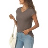 image:imageAUTOMET Womens V Neck T Shirts Cap Sleeve Cap Sleeve Basic TeesCoffee