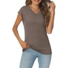 image:imageAUTOMET Womens V Neck T Shirts Cap Sleeve Cap Sleeve Basic TeesCoffee
