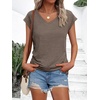 image:imageAUTOMET Womens V Neck T Shirts Cap Sleeve Cap Sleeve Basic TeesCoffee