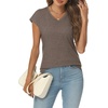 image:imageAUTOMET Womens V Neck T Shirts Cap Sleeve Cap Sleeve Basic TeesCoffee