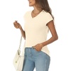 image:imageAUTOMET Womens V Neck T Shirts Cap Sleeve Cap Sleeve Basic TeesCream