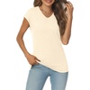 image:imageAUTOMET Womens V Neck T Shirts Cap Sleeve Cap Sleeve Basic TeesCream