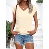 image:imageAUTOMET Womens V Neck T Shirts Cap Sleeve Cap Sleeve Basic TeesCream