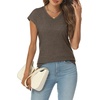 image:imageAUTOMET Womens V Neck T Shirts Cap Sleeve Cap Sleeve Basic TeesDark Coffee