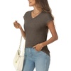 image:imageAUTOMET Womens V Neck T Shirts Cap Sleeve Cap Sleeve Basic TeesDark Coffee
