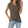 image:imageAUTOMET Womens V Neck T Shirts Cap Sleeve Cap Sleeve Basic TeesDark Coffee