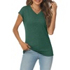image:imageAUTOMET Womens V Neck T Shirts Cap Sleeve Cap Sleeve Basic TeesGreen
