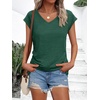 image:imageAUTOMET Womens V Neck T Shirts Cap Sleeve Cap Sleeve Basic TeesGreen