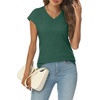 image:imageAUTOMET Womens V Neck T Shirts Cap Sleeve Cap Sleeve Basic TeesGreen