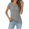 image:imageAUTOMET Womens V Neck T Shirts Cap Sleeve Cap Sleeve Basic TeesGrey