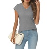 image:imageAUTOMET Womens V Neck T Shirts Cap Sleeve Cap Sleeve Basic TeesGrey