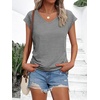 image:imageAUTOMET Womens V Neck T Shirts Cap Sleeve Cap Sleeve Basic TeesGrey